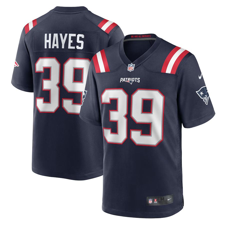 Men New England Patriots 39 Tae Hayes Nike Navy Home Game Player NFL Jersey